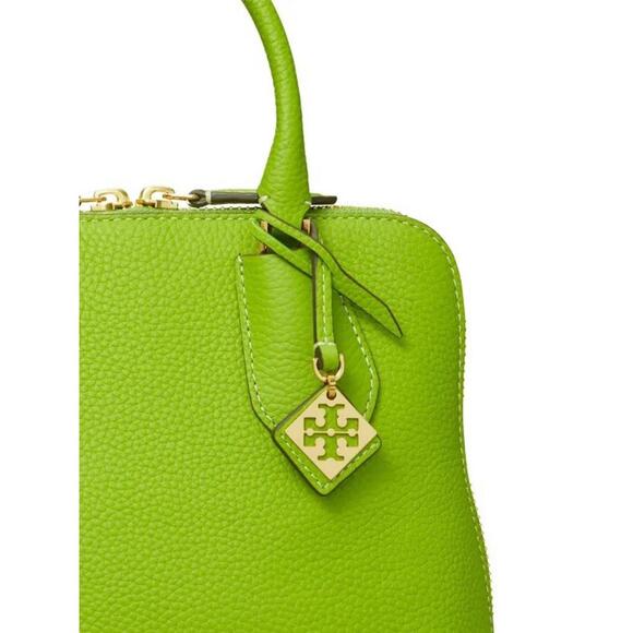 NWT Tory Burch Mini Swing Satchel Bag Crossbody Pebbled Leather Green Spring - Picture 6 of 12